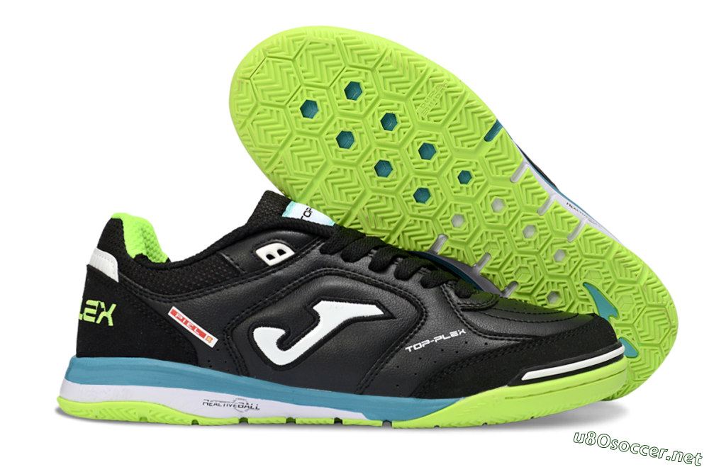 Men's Joma Top Flex IC Football Shoes - Black/Lime Green/Blue Lagoon 2