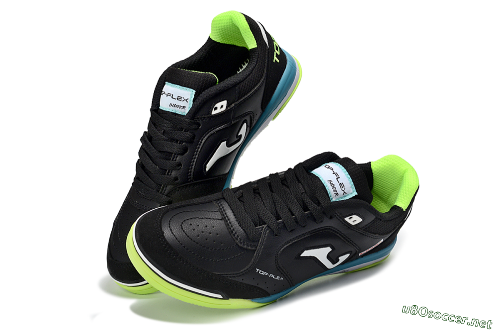 Men's Joma Top Flex IC Football Shoes - Black/Lime Green/Blue Lagoon 3