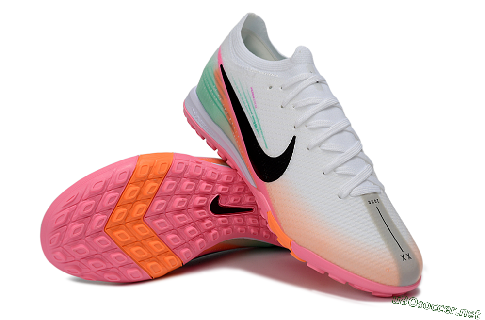 Unisex Nike Air Zoom Mercurial Vapor 16 Elite TF Football Shoes - White/Coral Pink/Mint Green 3