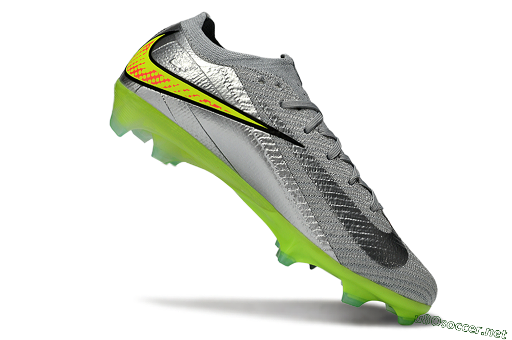 Men's Nike Air Zoom Mercurial Vapor 16 Elite FG Football Boots - Gray/Electric Green/Bright Red 4