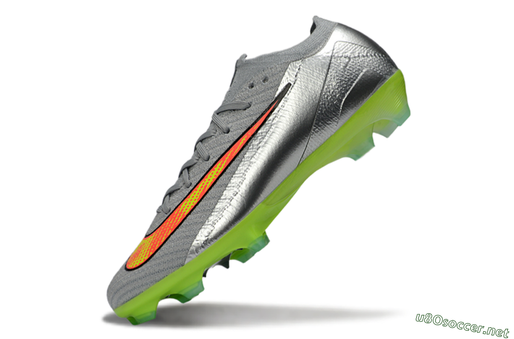 Men's Nike Air Zoom Mercurial Vapor 16 Elite FG Football Boots - Gray/Electric Green/Bright Red 5