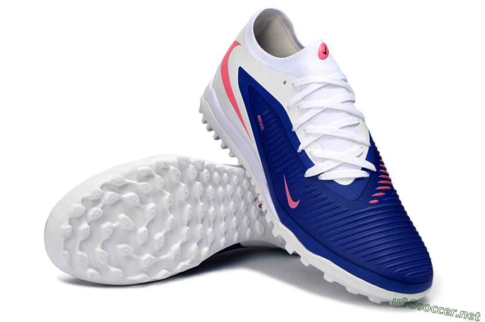 Men's Nike Phantom 6 Low Elite TF Football Shoes - Blue/Bright Pink/Sleek White 3