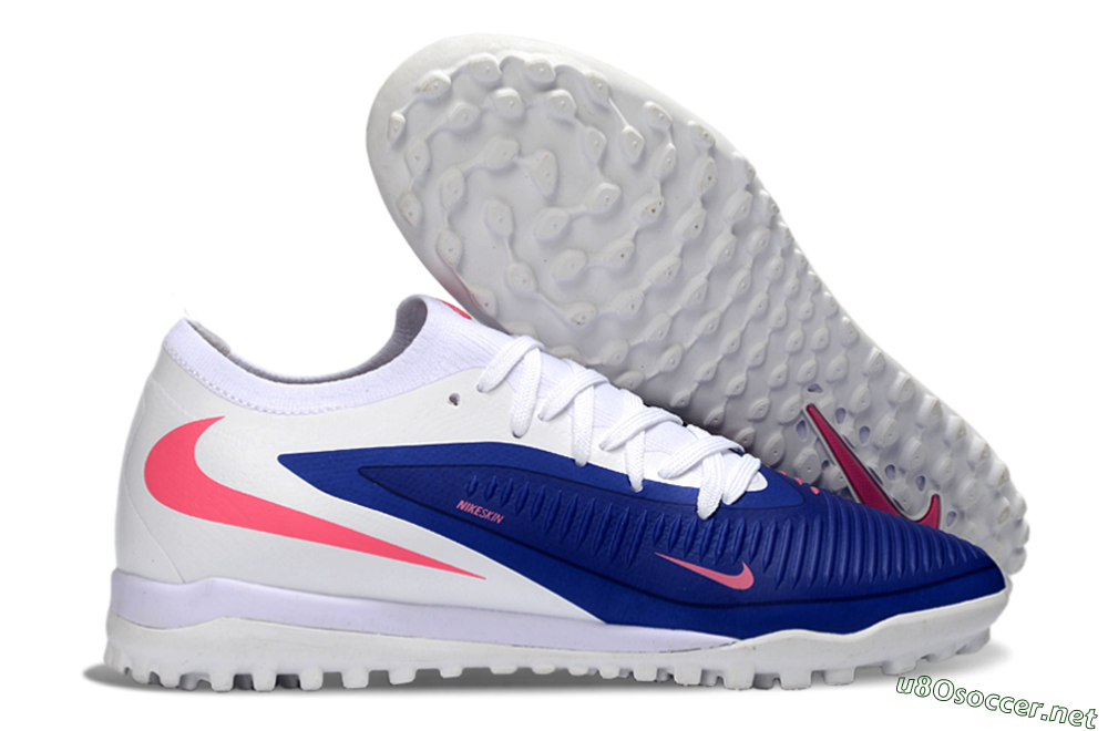Men's Nike Phantom 6 Low Elite TF Football Shoes - Blue/Bright Pink/Sleek White 2