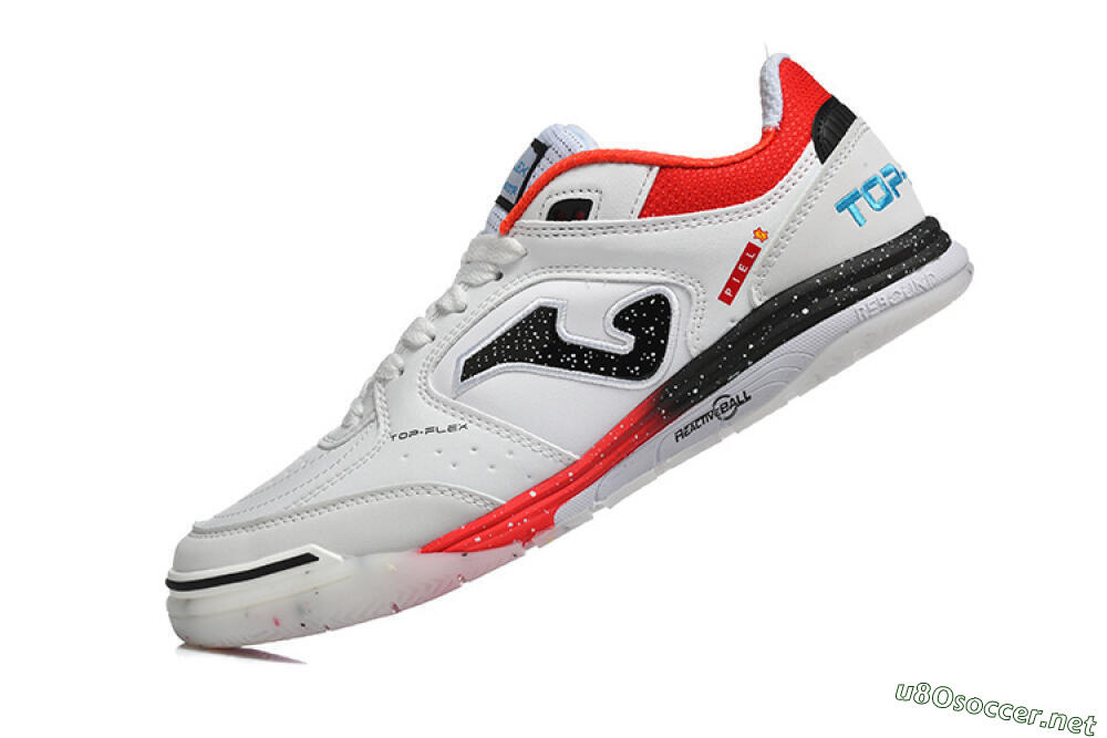 Men's Joma Top Flex IC Football Shoes - White/Electric Red/Black 8