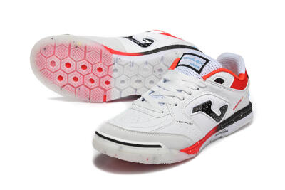 Men's Joma Top Flex IC Football Shoes - White/Electric Red/Black