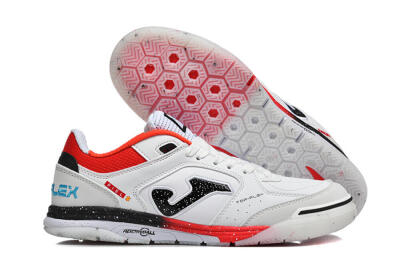 Men's Joma Top Flex IC Football Shoes - White/Electric Red/Black