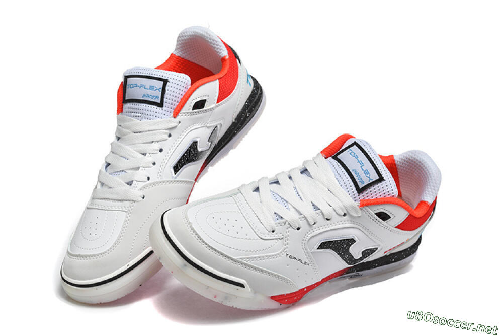 Men's Joma Top Flex IC Football Shoes - White/Electric Red/Black 6