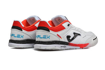 Men's Joma Top Flex IC Football Shoes - White/Electric Red/Black
