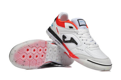 Men's Joma Top Flex IC Football Shoes - White/Electric Red/Black