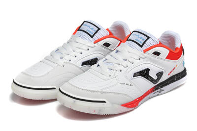Men's Joma Top Flex IC Football Shoes - White/Electric Red/Black