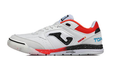 Men's Joma Top Flex IC Football Shoes - White/Electric Red/Black