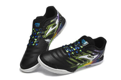 Men's Joma Top Flex IC Football Shoes - Black/Lime Green/Rainbow Gradient