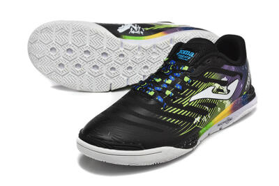 Men's Joma Top Flex IC Football Shoes - Black/Lime Green/Rainbow Gradient