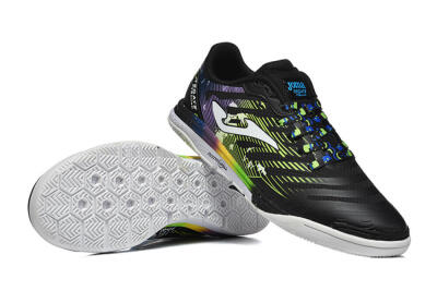 Men's Joma Top Flex IC Football Shoes - Black/Lime Green/Rainbow Gradient