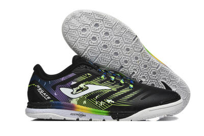 Men's Joma Top Flex IC Football Shoes - Black/Lime Green/Rainbow Gradient