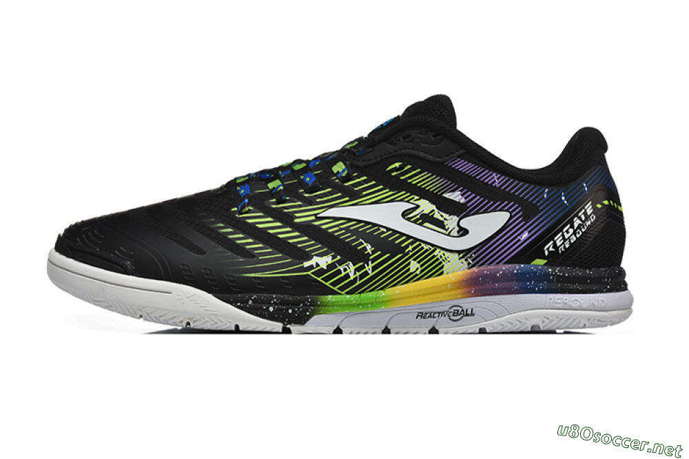 Men's Joma Top Flex IC Football Shoes - Black/Lime Green/Rainbow Gradient 0