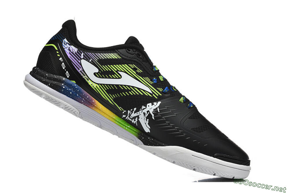 Men's Joma Top Flex IC Football Shoes - Black/Lime Green/Rainbow Gradient 7