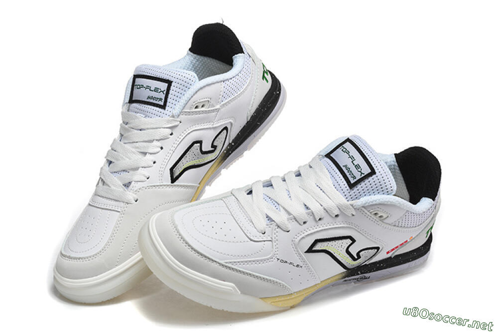 Men's Joma Top Flex IC Football Shoes - White/Electric Green/Jet Black 6