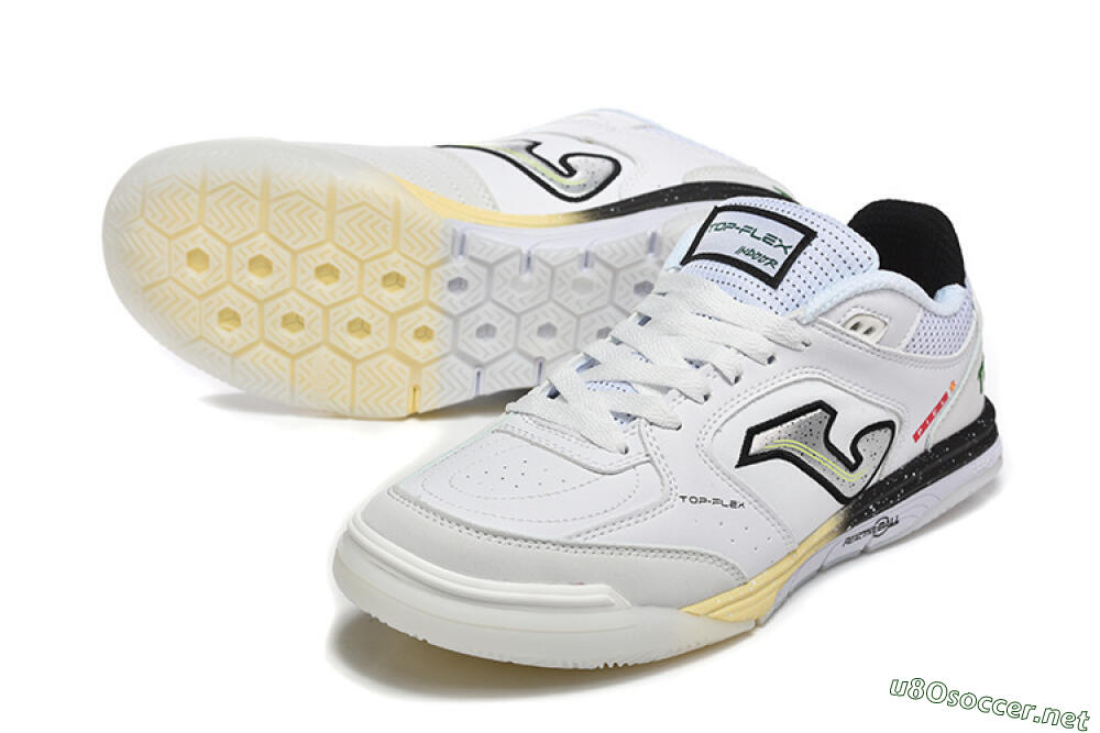 Men's Joma Top Flex IC Football Shoes - White/Electric Green/Jet Black 3