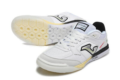 Men's Joma Top Flex IC Football Shoes - White/Electric Green/Jet Black