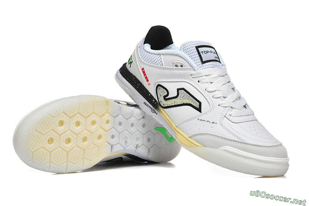 Men's Joma Top Flex IC Football Shoes - White/Electric Green/Jet Black 4