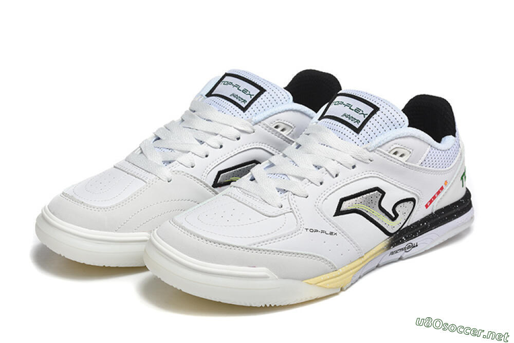 Men's Joma Top Flex IC Football Shoes - White/Electric Green/Jet Black 5
