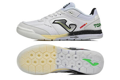 Men's Joma Top Flex IC Football Shoes - White/Electric Green/Jet Black