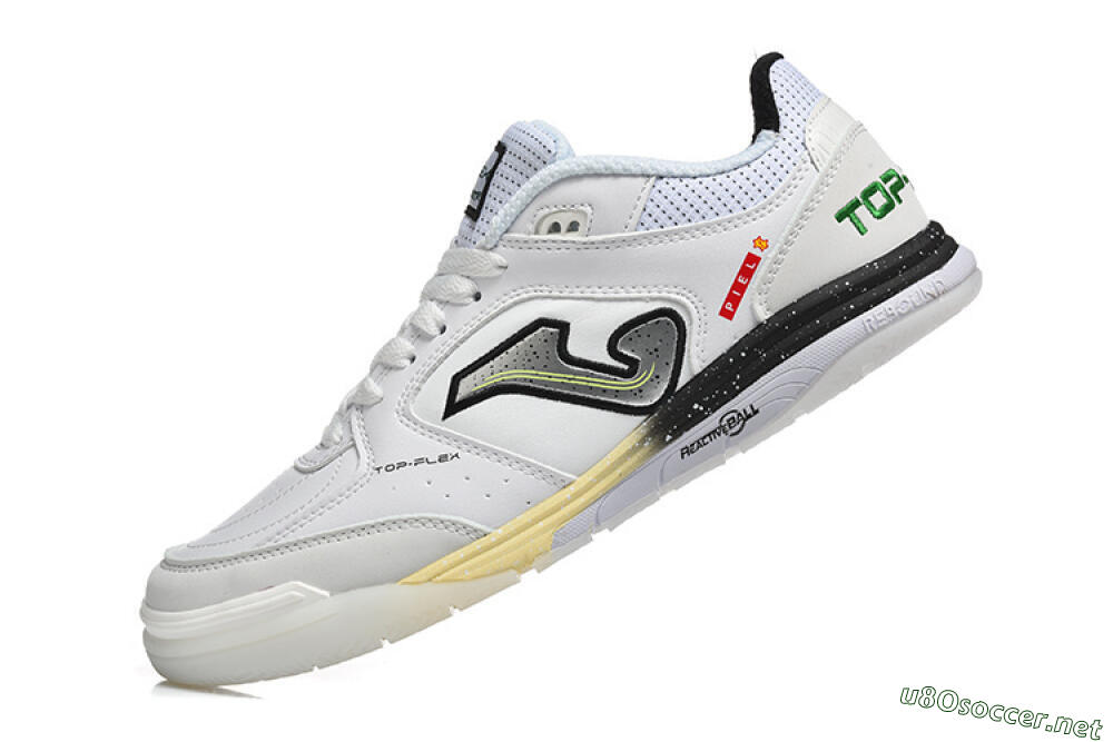 Men's Joma Top Flex IC Football Shoes - White/Electric Green/Jet Black 8
