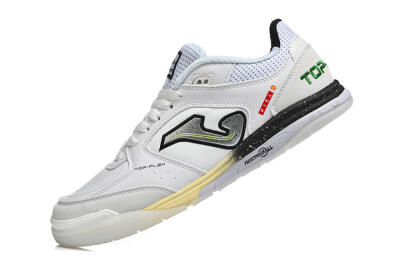 Men's Joma Top Flex IC Football Shoes - White/Electric Green/Jet Black