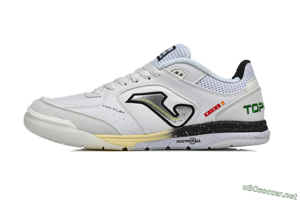 Men's Joma Top Flex IC Football Shoes - White/Electric Green/Jet Black 0