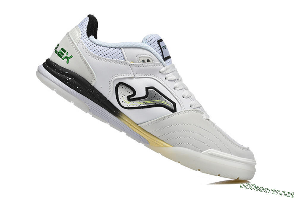 Men's Joma Top Flex IC Football Shoes - White/Electric Green/Jet Black 7