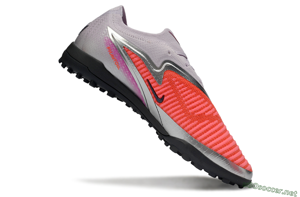 Men's Nike Phantom 6 Low Elite TF Football Shoes - Pink/Vibrant Coral/Metallic Silver 4