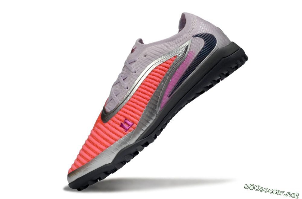 Men's Nike Phantom 6 Low Elite TF Football Shoes - Pink/Vibrant Coral/Metallic Silver 5