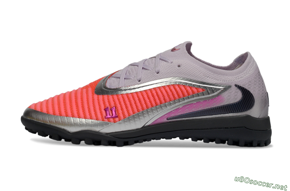 Men's Nike Phantom 6 Low Elite TF Football Shoes - Pink/Vibrant Coral/Metallic Silver 0