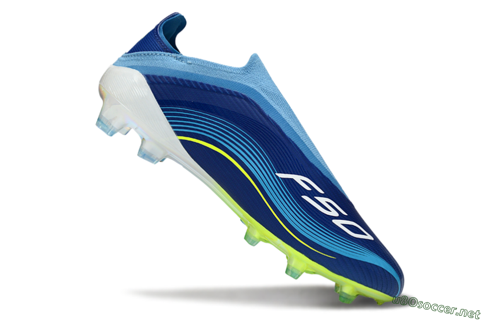 Unisex Messi x Adidas F50 Elite Laceless FG Football Boots - Blue/Electric Blue/Lime Green 5