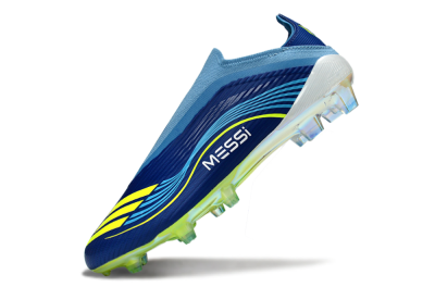 Unisex Messi x Adidas F50 Elite Laceless FG Football Boots - Blue/Electric Blue/Lime Green