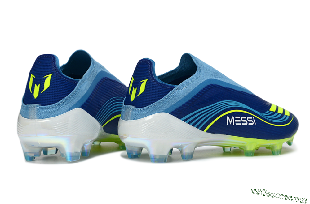 Unisex Messi x Adidas F50 Elite Laceless FG Football Boots - Blue/Electric Blue/Lime Green 7