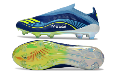 Unisex Messi x Adidas F50 Elite Laceless FG Football Boots - Blue/Electric Blue/Lime Green