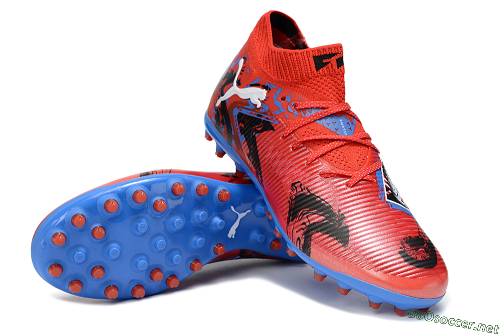 Men's Puma Future 8 Ultimate MG Football Boots - Red/Electric Blue/Fiery Red 3