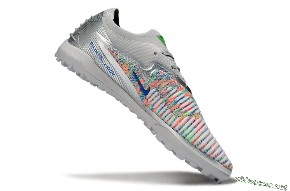 Unisex Nike Phantom 6 Low Elite TF Football Shoes - Gray/Vibrant Green/Futuristic Silver 4