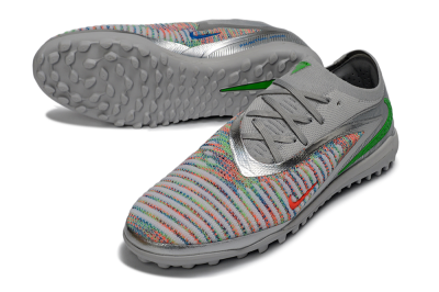 Unisex Nike Phantom 6 Low Elite TF Football Shoes - Gray/Vibrant Green/Futuristic Silver