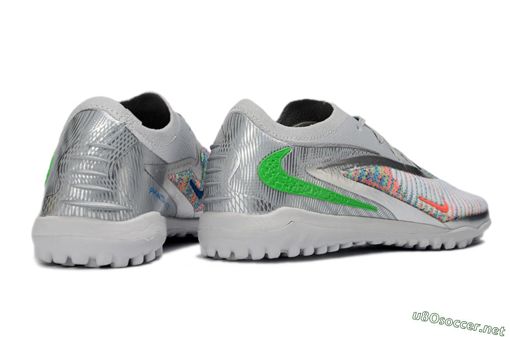 Unisex Nike Phantom 6 Low Elite TF Football Shoes - Gray/Vibrant Green/Futuristic Silver 6