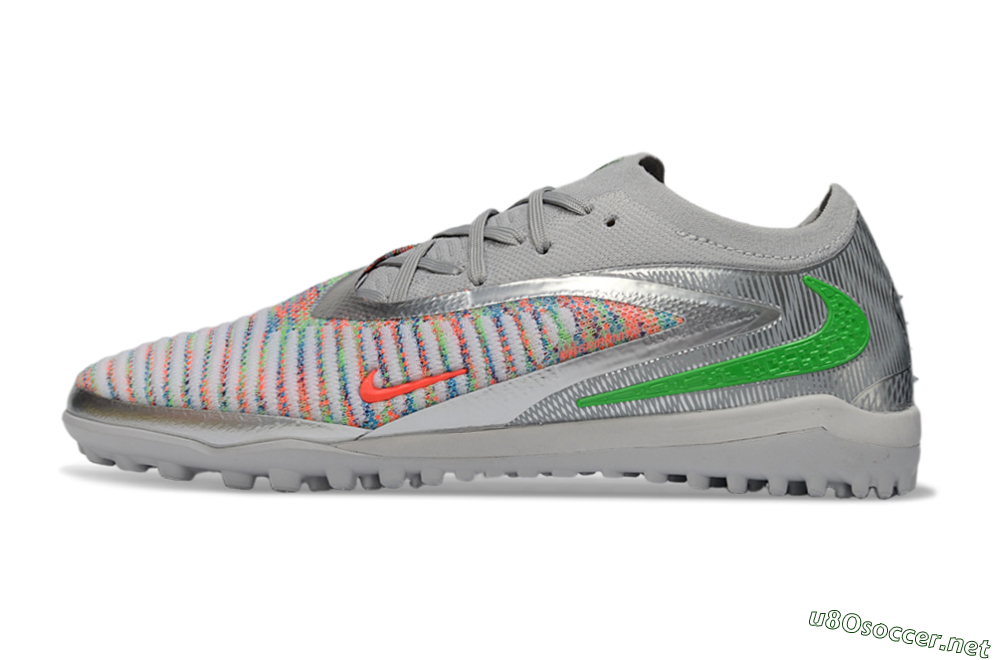 Unisex Nike Phantom 6 Low Elite TF Football Shoes - Gray/Vibrant Green/Futuristic Silver 0