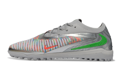 Unisex Nike Phantom 6 Low Elite TF Football Shoes - Gray/Vibrant Green/Futuristic Silver