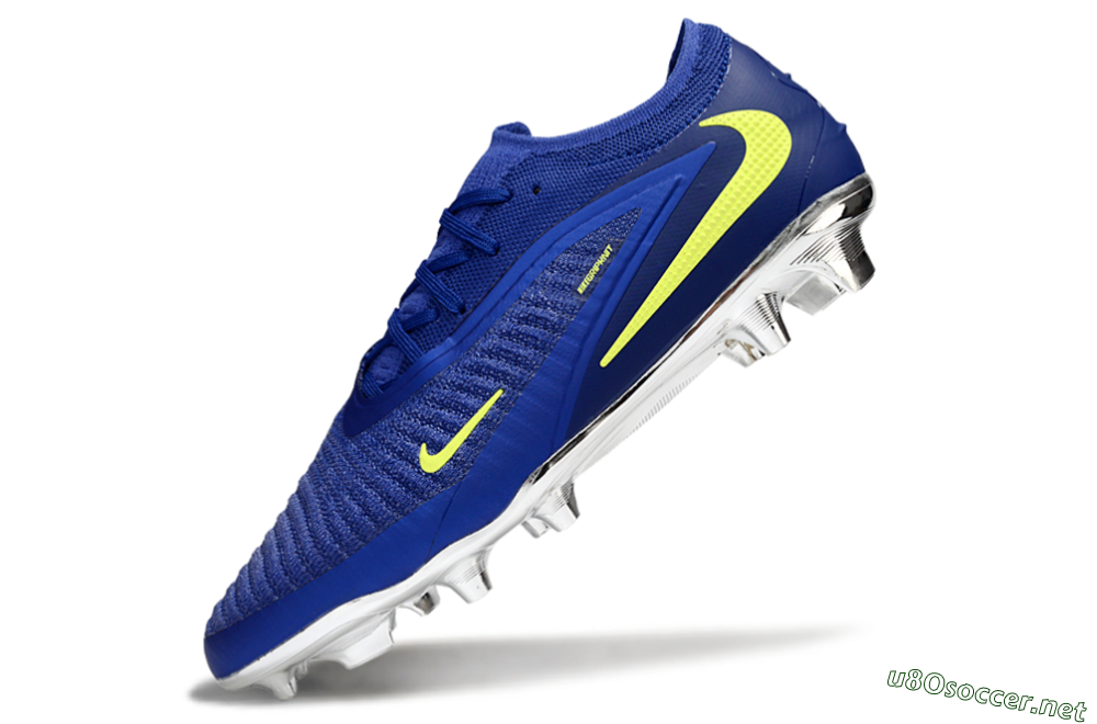 Unisex Nike Phantom 6 Low Elite FG Football Boots - Blue/Luminous Green/Metallic Silver 5