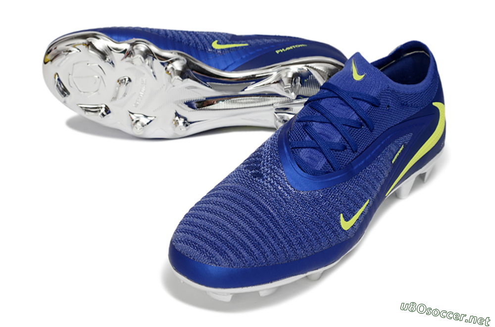 Unisex Nike Phantom 6 Low Elite FG Football Boots - Blue/Luminous Green/Metallic Silver 3