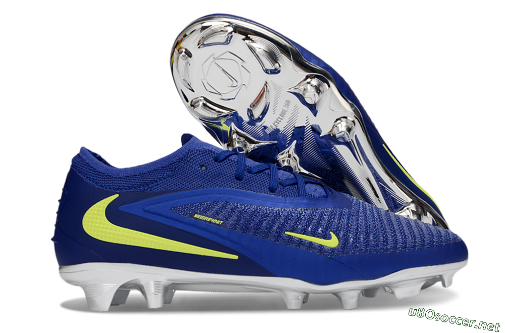Unisex Nike Phantom 6 Low Elite FG Football Boots - Blue/Luminous Green/Metallic Silver 2