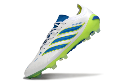 Men's Adidas Predator 26 Elite FG Football Boots - White/Electric Blue/Lime Green