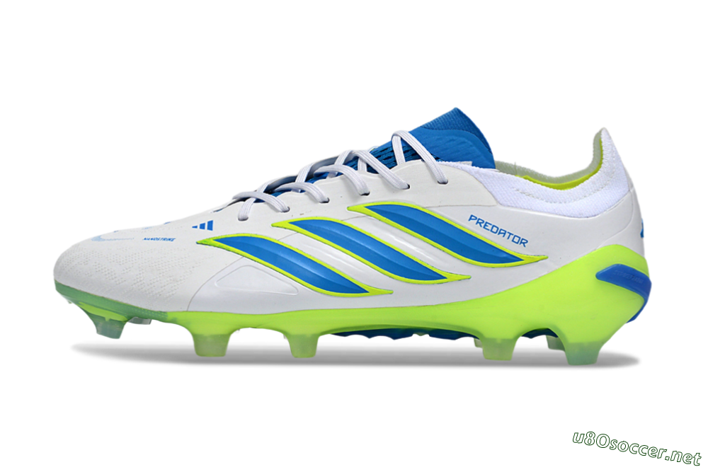 Men's Adidas Predator 26 Elite FG Football Boots - White/Electric Blue/Lime Green 0
