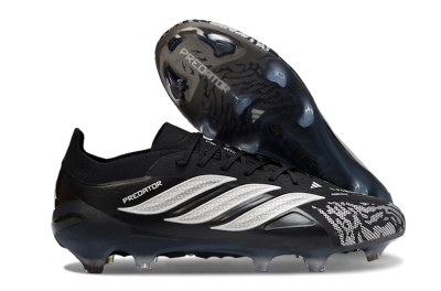 Men's Adidas Predator 26 Elite FG Football Boots - Black/Silver Shade/White Accent